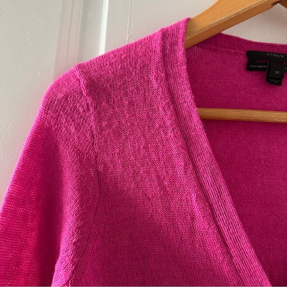 J. Crew Pink Alpaca Merino Wool Blend V-Neck Knit Cardigan Women’s Size Medium - Picture 4 of 16